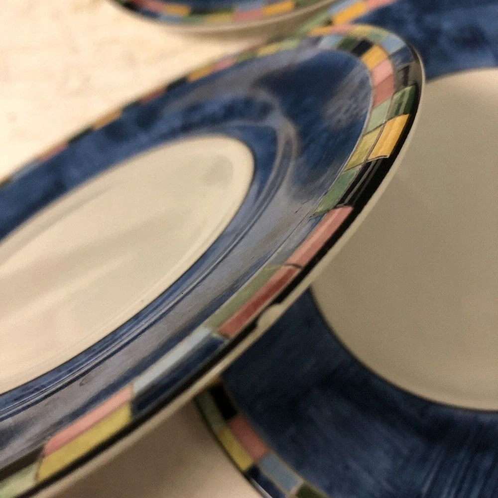 6 Pc PTS INTERNATIONAL INTERIORS FANTASIA Stoneware 3 Soup Bowl + 3 Dessert‎